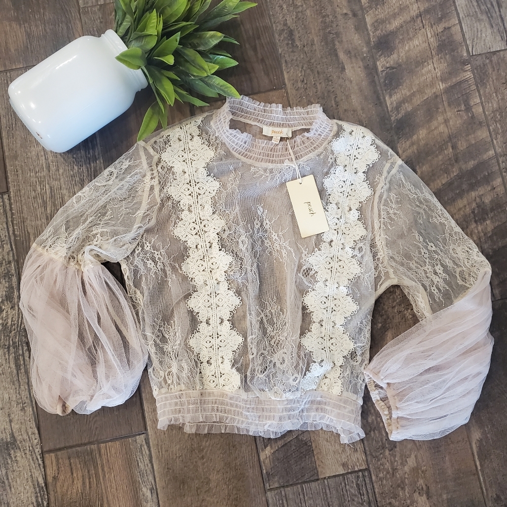 Sheer lace top by peach